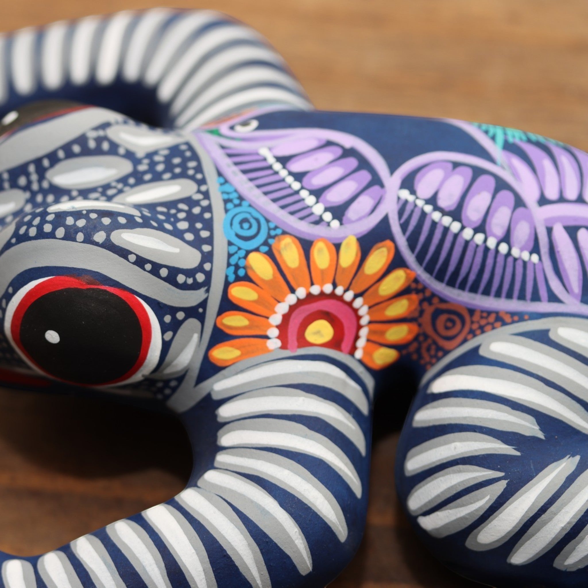 Frog Figurine | Hand-Painted Ceramic Matte Frog | Traditional Guerrero Folk Art | Mexican Pottery Sculpture