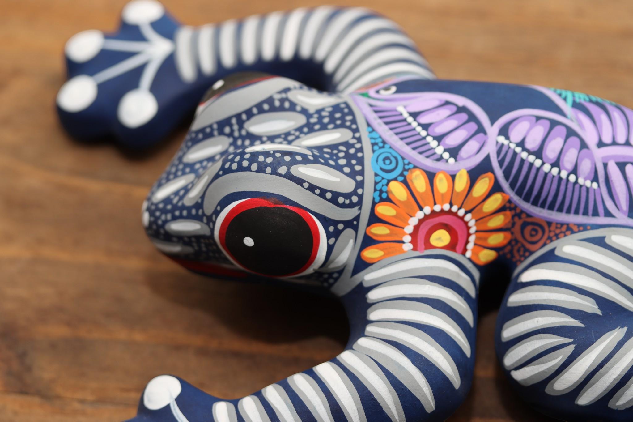 Frog Figurine | Hand-Painted Ceramic Matte Frog | Traditional Guerrero Folk Art | Mexican Pottery Sculpture