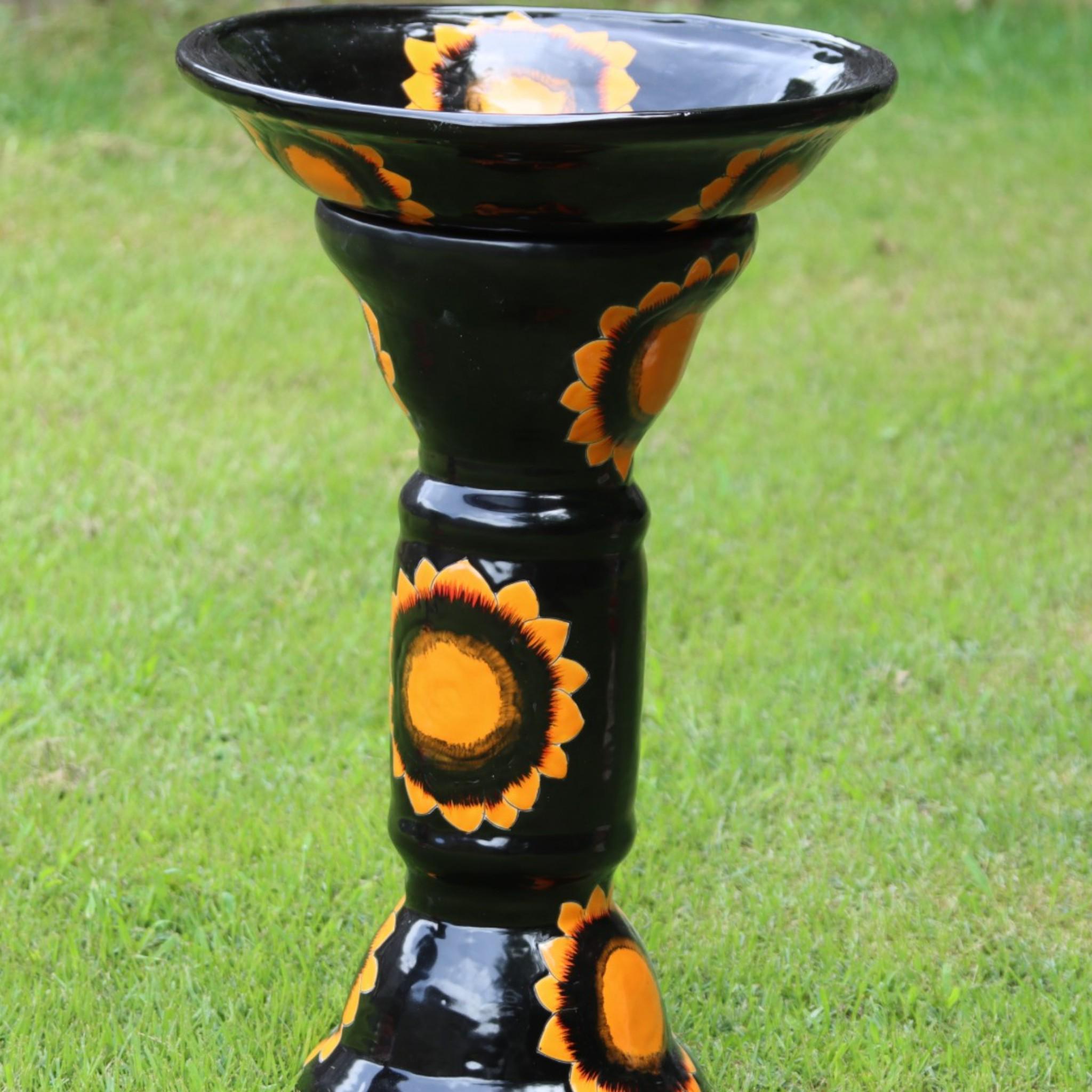28-inch Talavera Bird Bath, Handmade Ceramic Bird Bath, Mexican Garden Decor, Outdoor Patio Birdbath