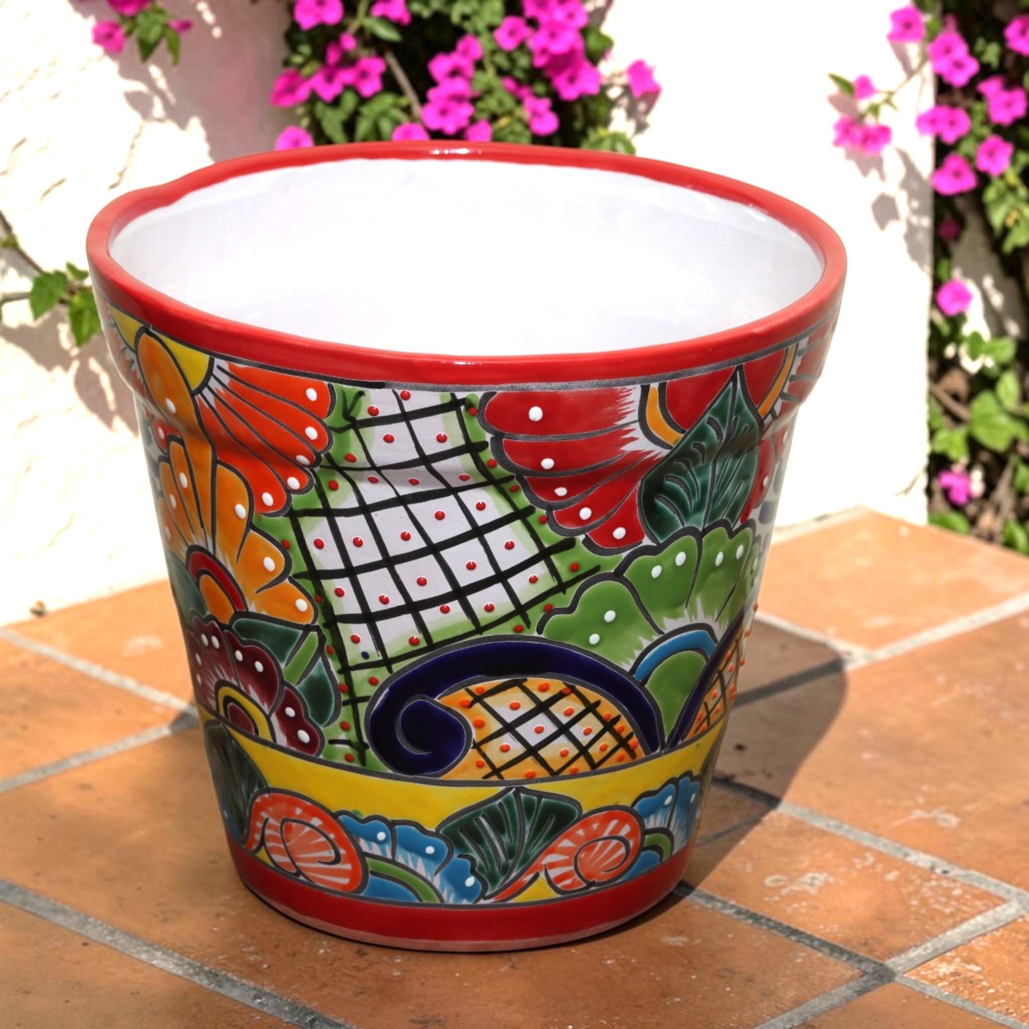Handcrafted Talavera Planter | Colorful Mexican Ceramic Flower Pot | 10.5" Decorative Planter | Made in Mexico