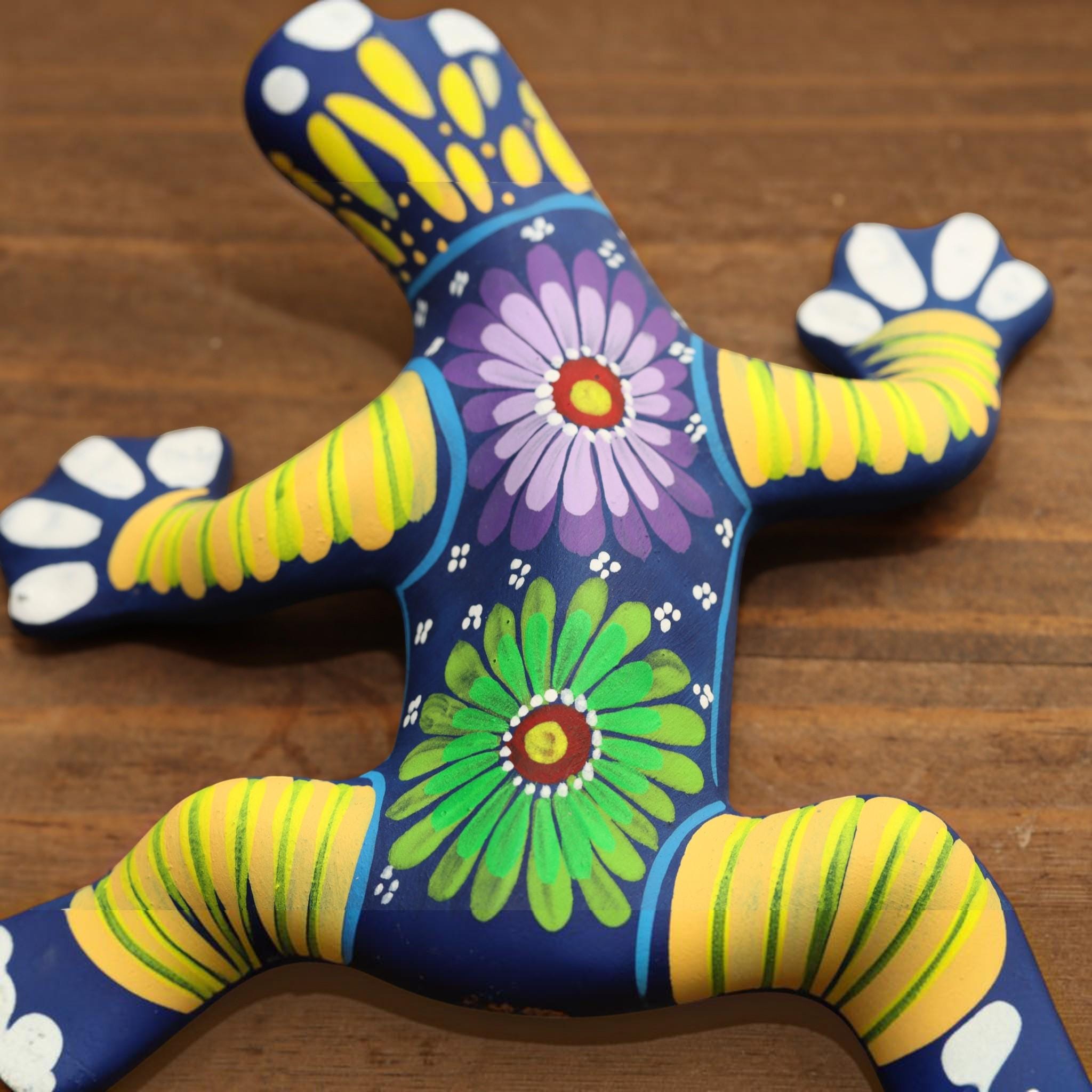 Yellow Lizard | Handmade Matte | Mexican Ceramic Garden Decor | Hand Painted Gecko Figurine | Patio & Home Accent
