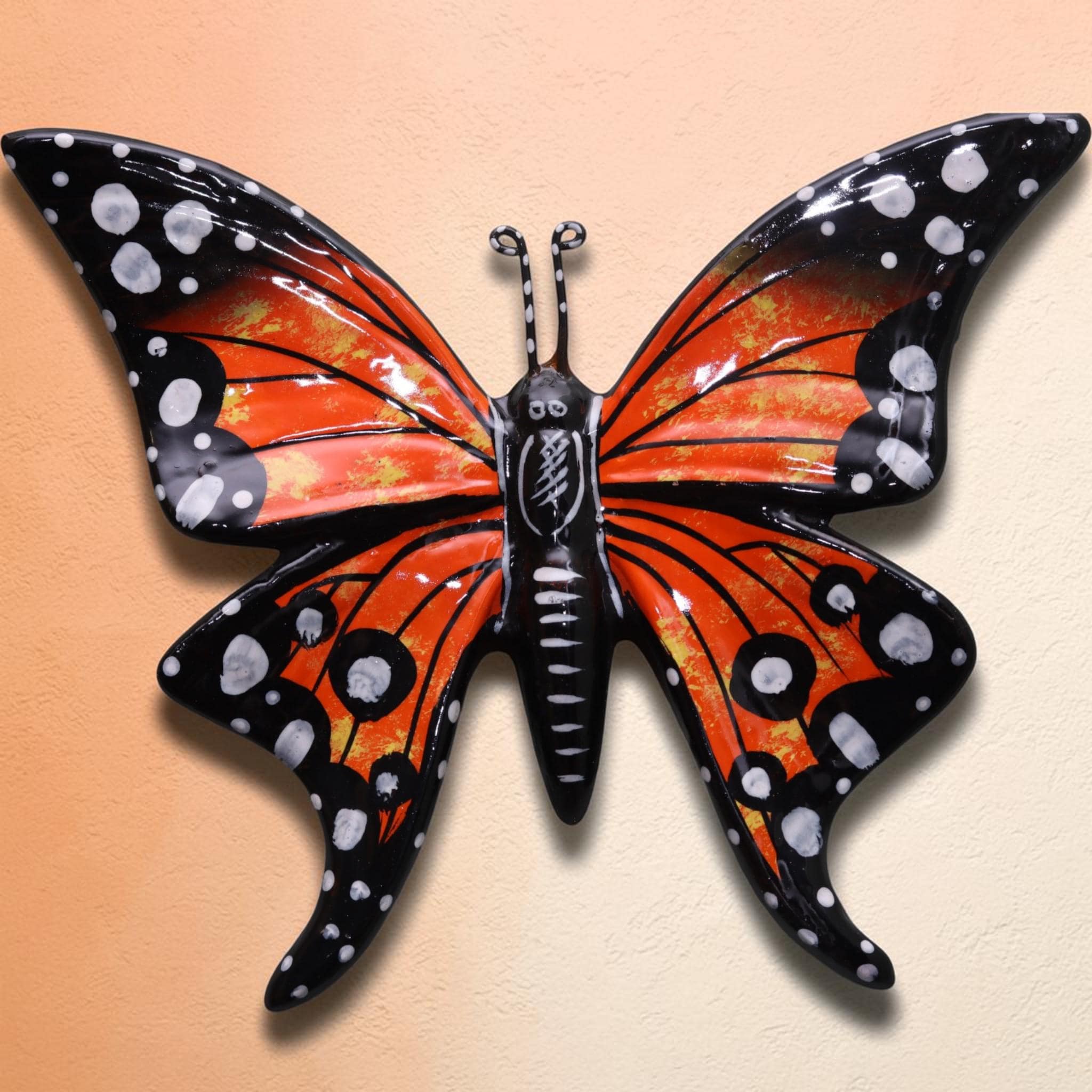 Hand-Painted Monarch Ceramic Butterfly Wall Hanging | Garden & Patio Decoration
