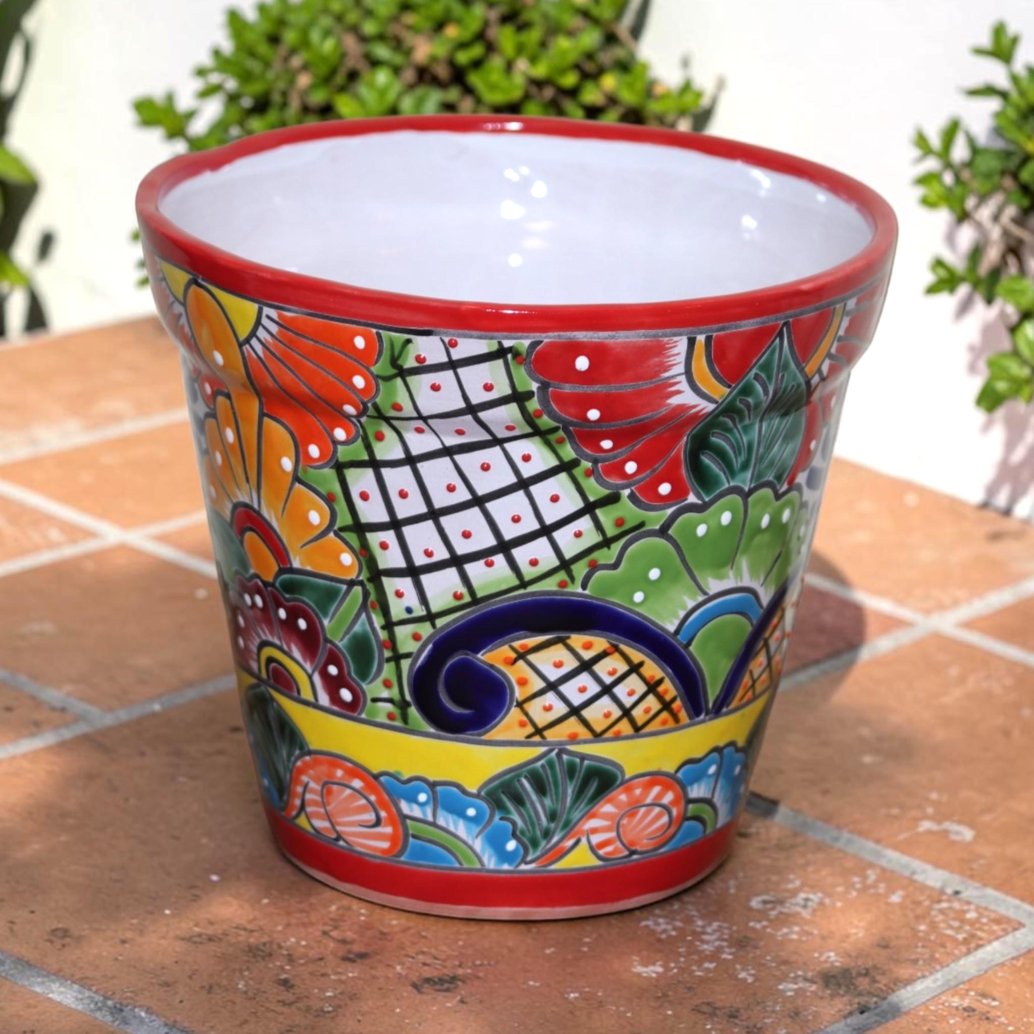 Handcrafted Talavera Planter | Colorful Mexican Ceramic Flower Pot | 10.5" Decorative Planter | Made in Mexico