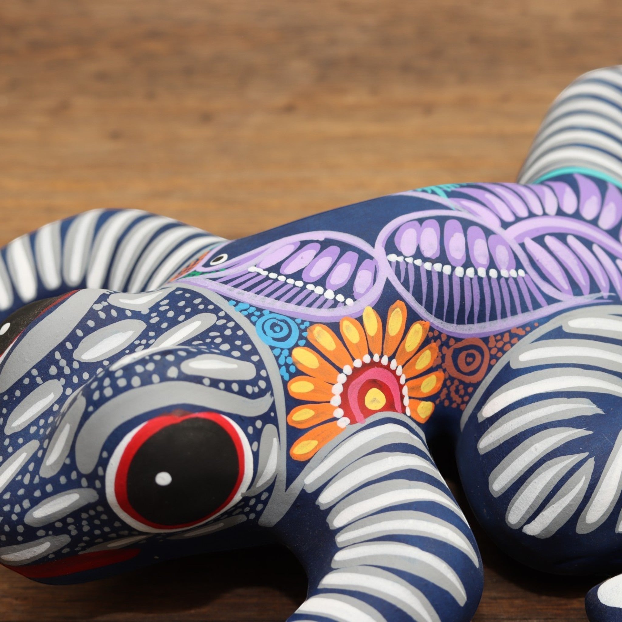 Frog Figurine | Hand-Painted Ceramic Matte Frog  | Traditional Guerrero Folk Art | Mexican Pottery Sculpture