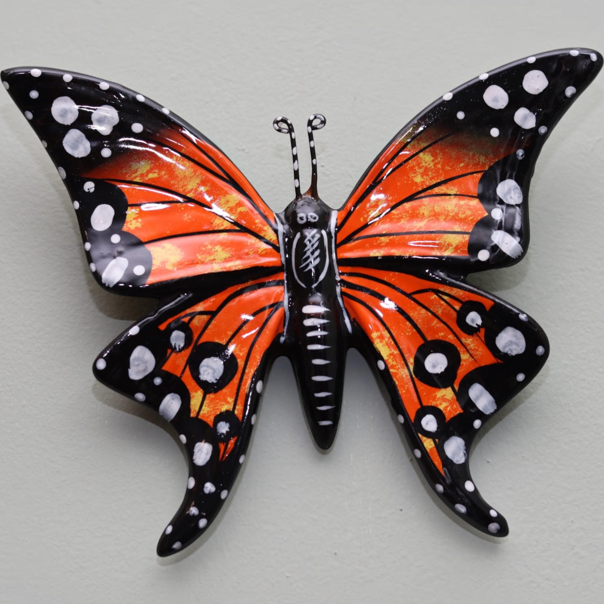 Hand-Painted Monarch Ceramic Butterfly Wall Hanging | Garden & Patio Decoration
