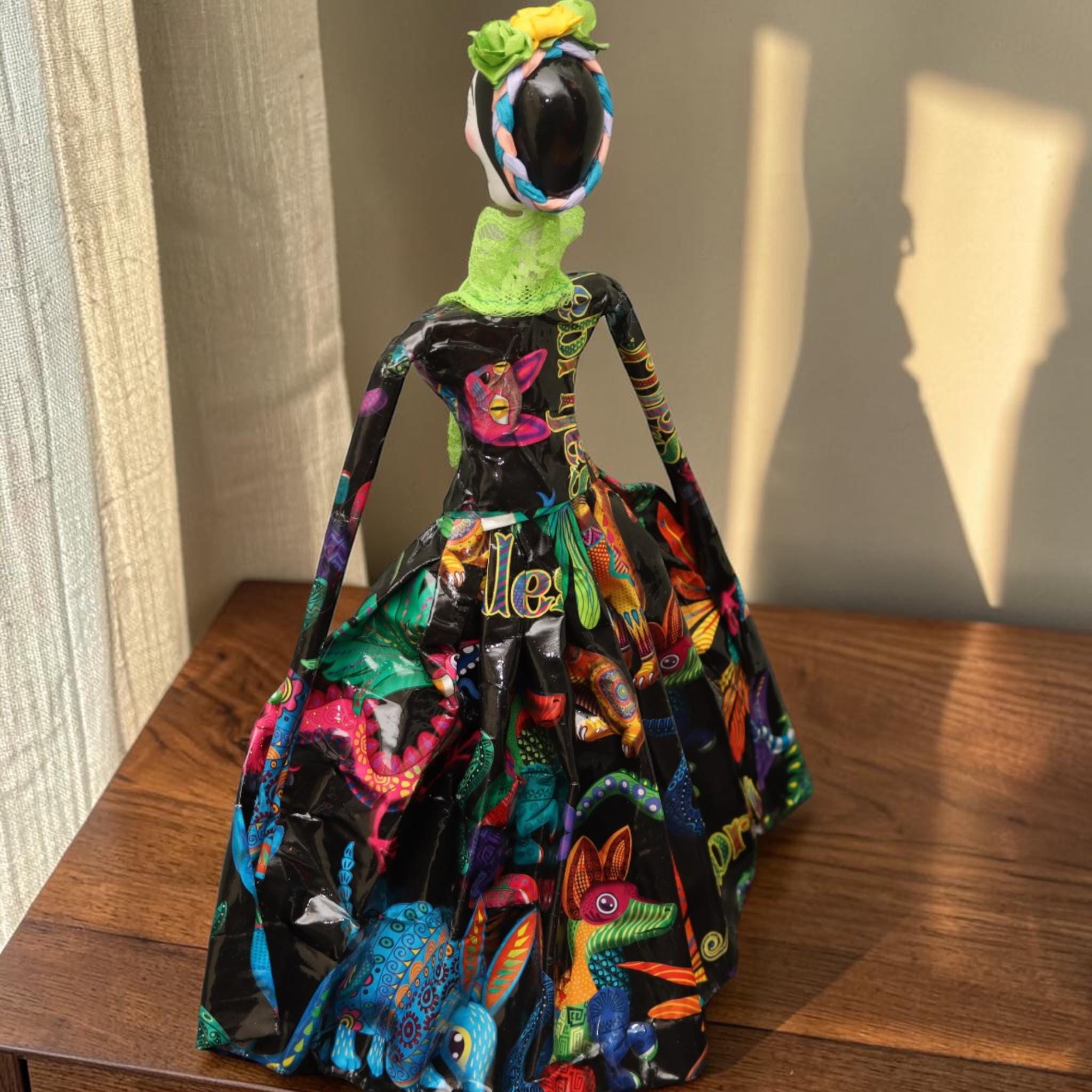 Handcrafted Papier-Mâché Alebrijes Catrina Figurine | Mexican Folk Art Skeleton Statue | Día de los Muertos Home Decor | Made in Mexico