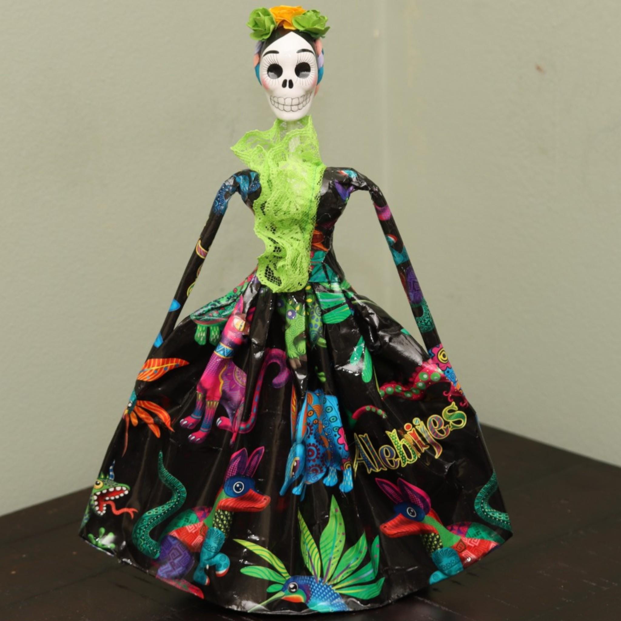 Handcrafted Papier-Mâché Alebrijes Catrina Figurine | Mexican Folk Art Skeleton Statue | Día de los Muertos Home Decor | Made in Mexico