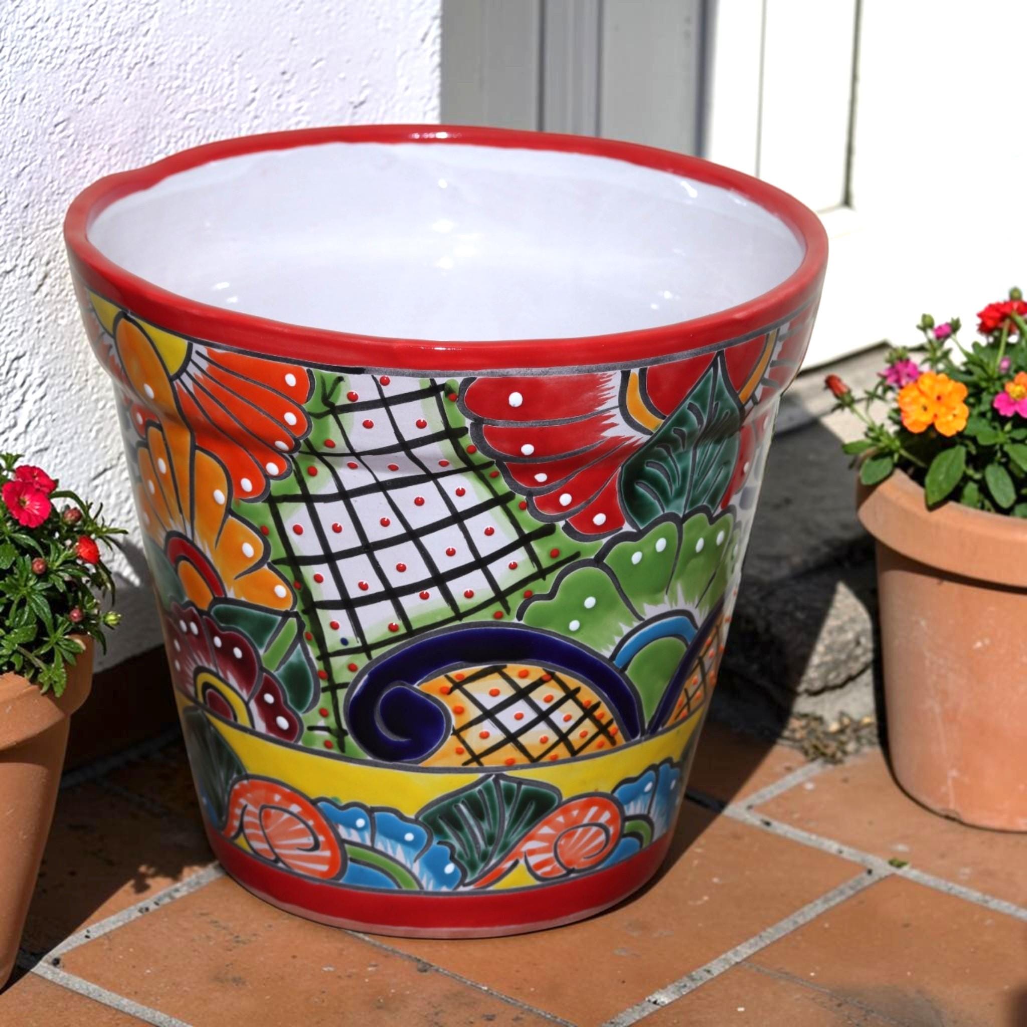 Handcrafted Talavera Planter | Colorful Mexican Ceramic Flower Pot | 10.5" Decorative Planter | Made in Mexico