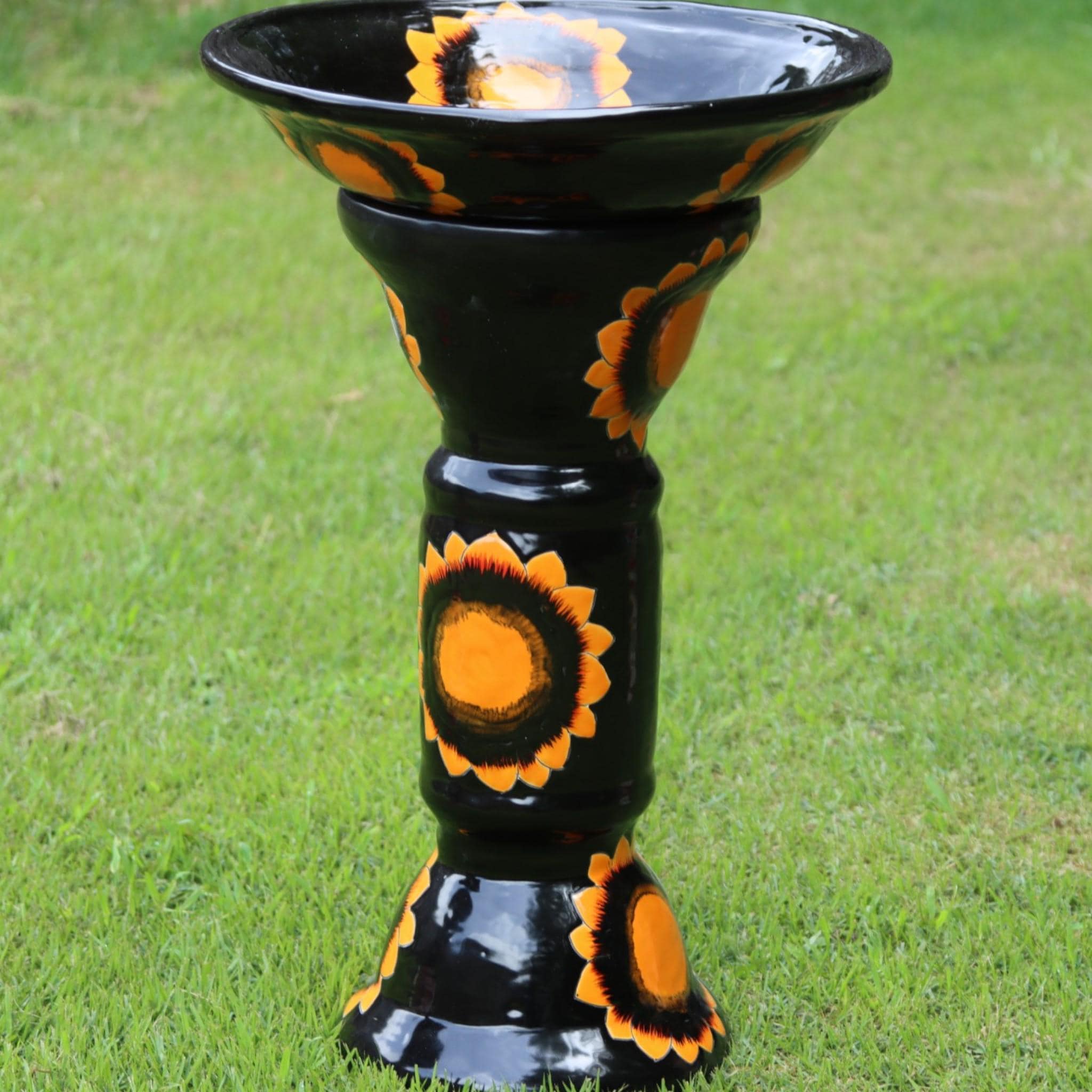 28-inch Talavera Bird Bath, Handmade Ceramic Bird Bath, Mexican Garden Decor, Outdoor Patio Birdbath