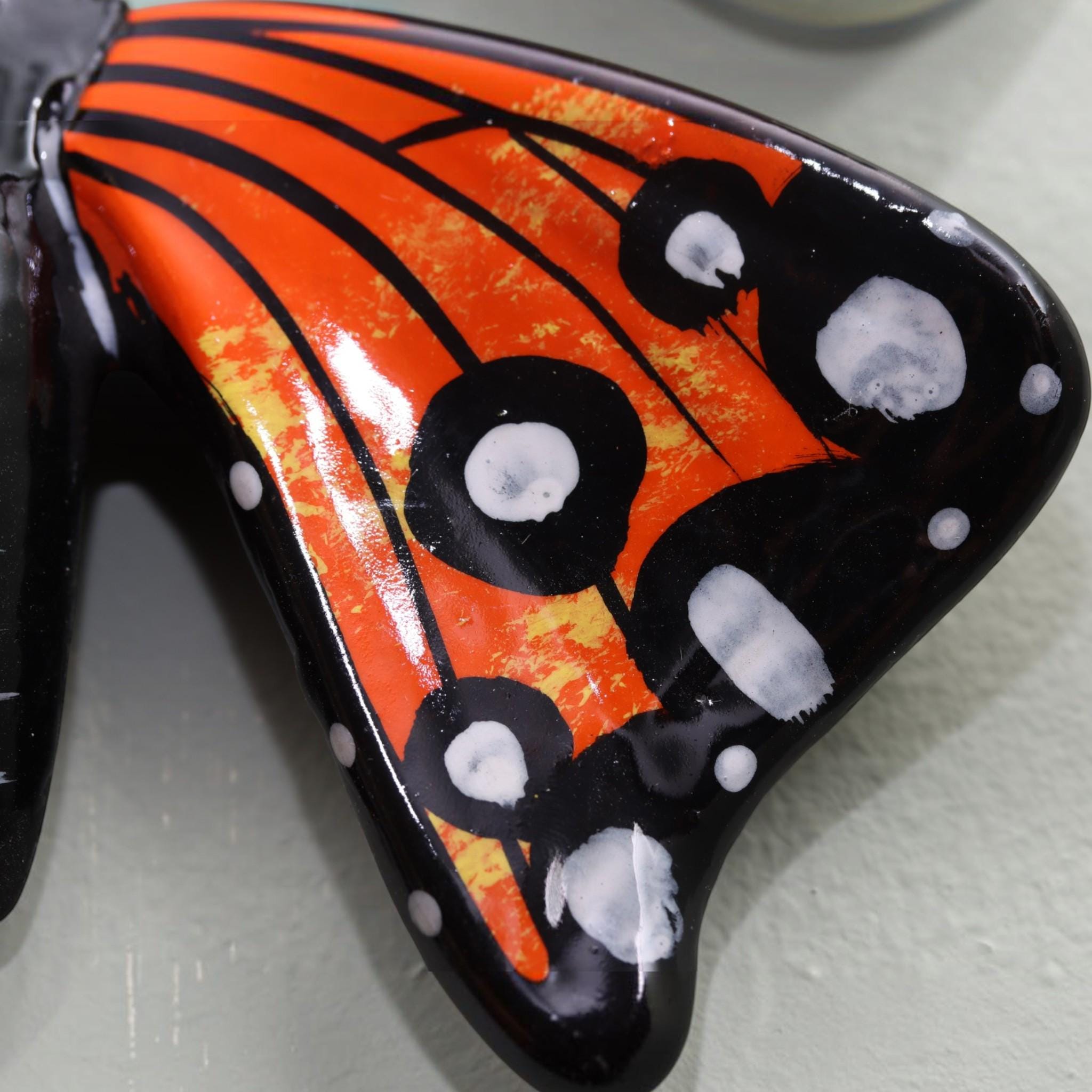 Hand-Painted Monarch Ceramic Butterfly Wall Hanging | Garden & Patio Decoration