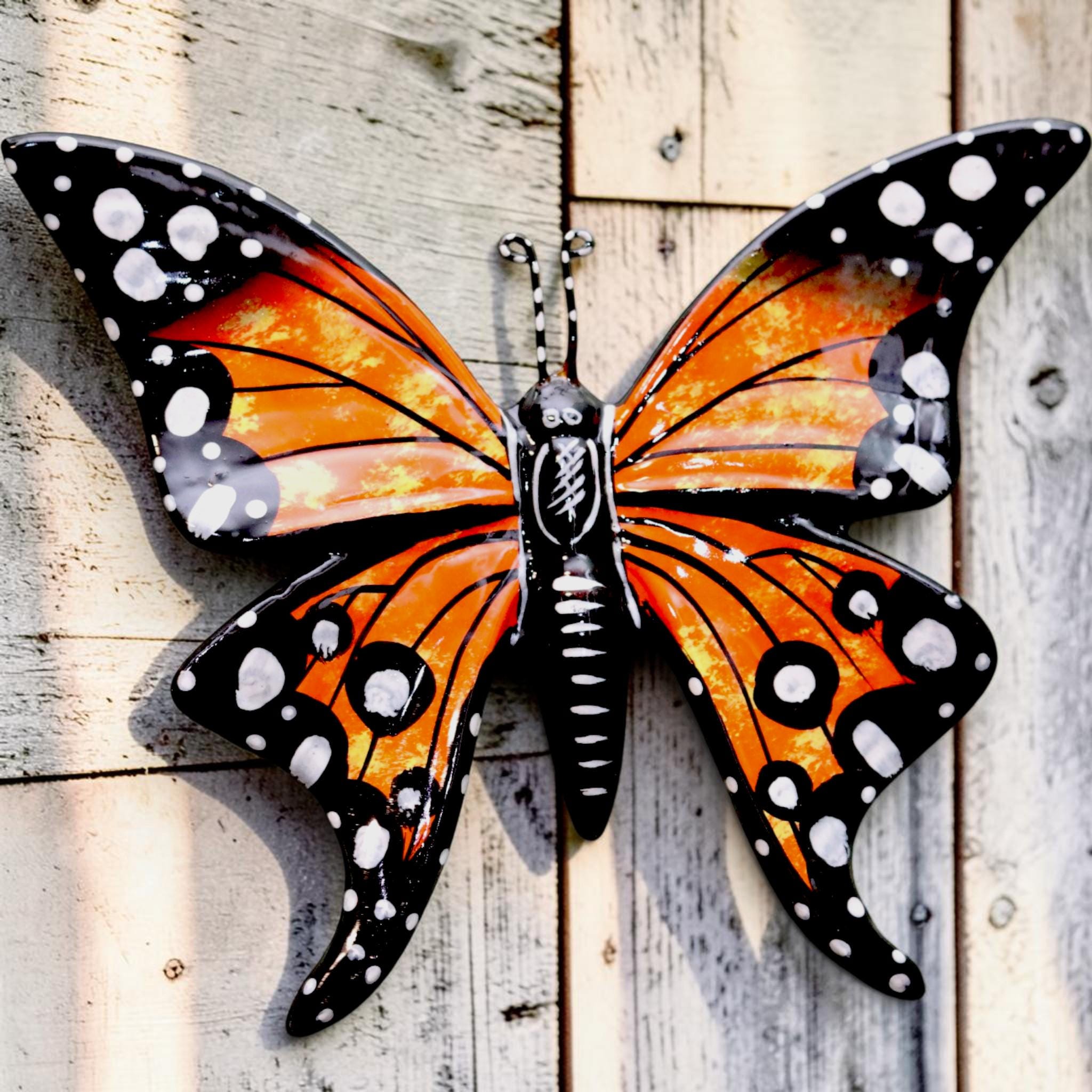 Hand-Painted Monarch Ceramic Butterfly Wall Hanging | Garden & Patio Decoration