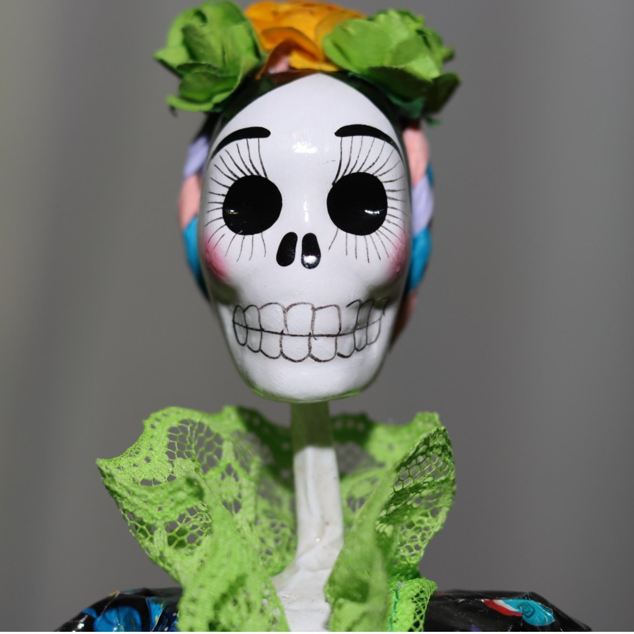 Handcrafted Papier-Mâché Alebrijes Catrina Figurine | Mexican Folk Art Skeleton Statue | Día de los Muertos Home Decor | Made in Mexico