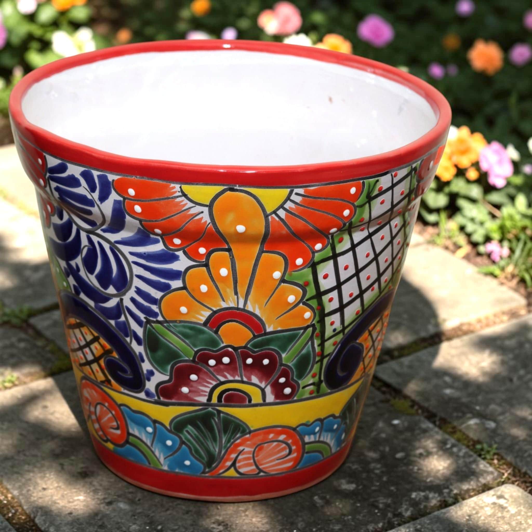 Handcrafted Talavera Planter | Colorful Mexican Ceramic Flower Pot | 10.5" Decorative Planter | Made in Mexico