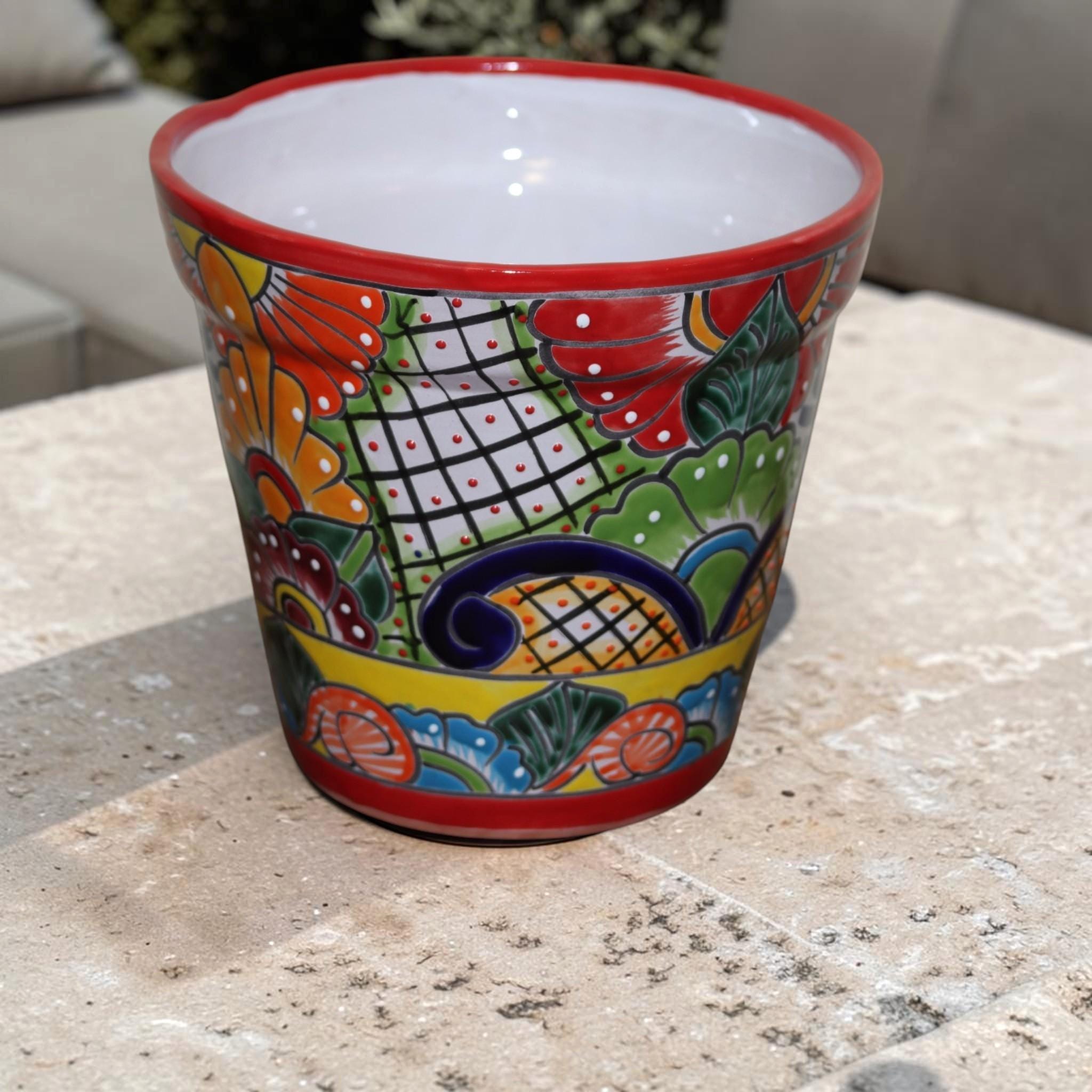 Handcrafted Talavera Planter | Colorful Mexican Ceramic Flower Pot | 10.5" Decorative Planter | Made in Mexico