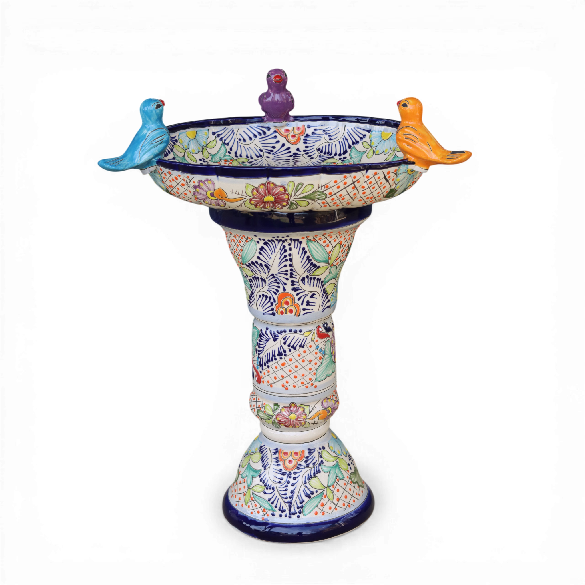 Talavera bird bath colorful Mexican ceramic garden decor