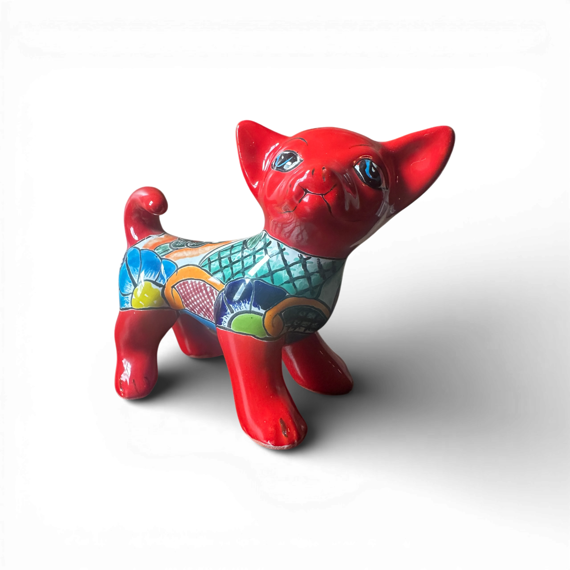 Talavera chihuahua red ceramic figurine hand painted Mexican decor